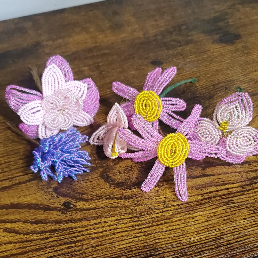 Assortment Of French Beaded Flowers